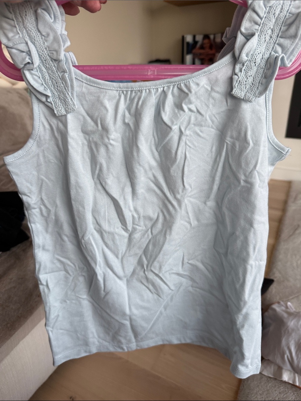 Janie and Jack Light Blue Ruffle Strap Tank Top